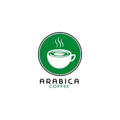 vector coffee cup logo with style in circle