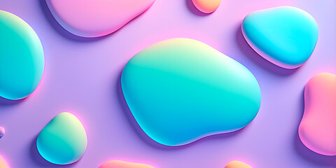 Abstract blue and pink liquid on pink background. 3D render style. Can be used as background or wallpaper.