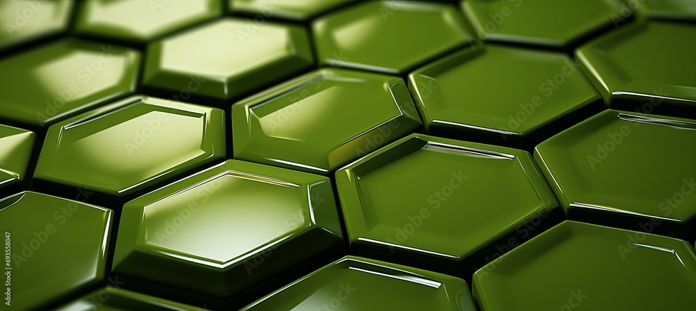 Aufkleber vibrant green abstract background with interconnected hexagonal elements and geometric patterns