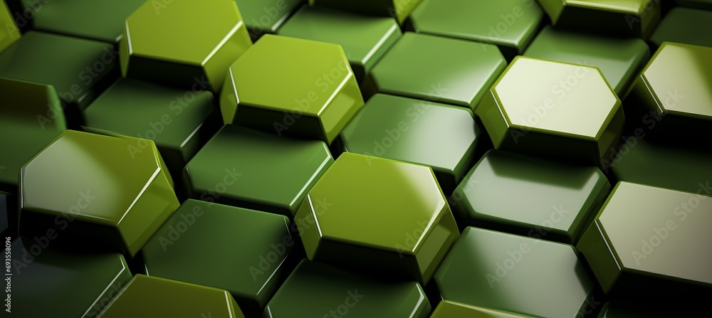 Poster stunning and captivating green hexagonal geometric abstract background with mesmerizing elements