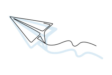 Paper airplane loop. Airmail. Minimalistic flat line. Paper airplane flying isolated icon. Vector illustration.