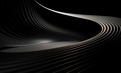 Elegant line flow on dark background, abstract art illustration for modern design