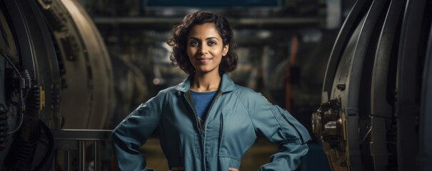 Fototapeta na wymiar East Indian Female Aerospace Engineer Professional Profession Good Looking Background Generative AI