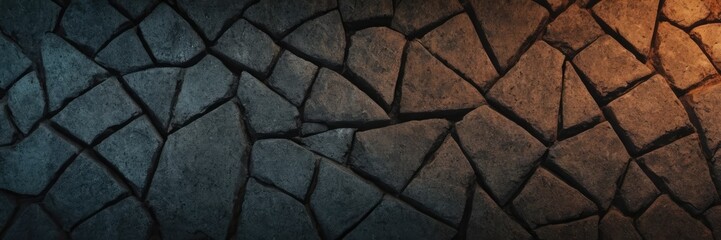 Patterned stone wall. Triangles and shapes. Stone floor or wall. Background.
