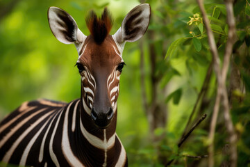 A captivating photo featuring the elusive Okapi in its natural habitat