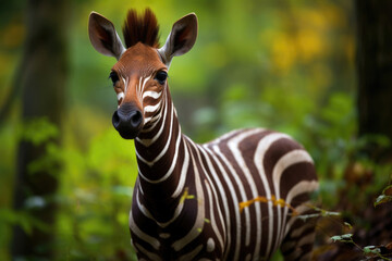 Fototapeta na wymiar A captivating photo featuring the elusive Okapi in its natural habitat