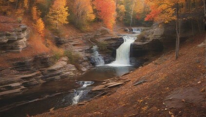 Waterfall_in_Autumn_in_Michigan