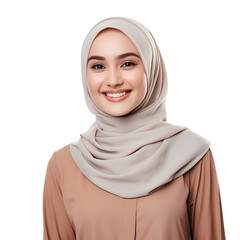 Muslim girl smiling happily on transparent background PNG