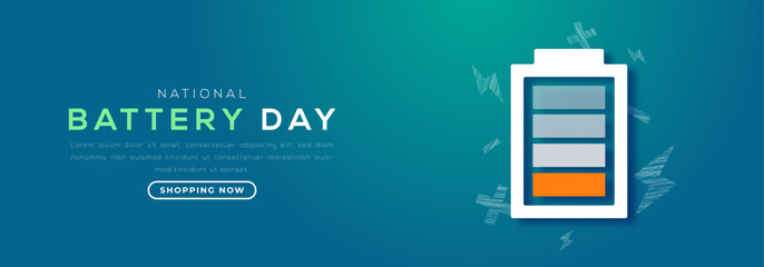 National Battery Day Paper cut style Vector Design Illustration for Background, Poster, Banner, Advertising, Greeting Card