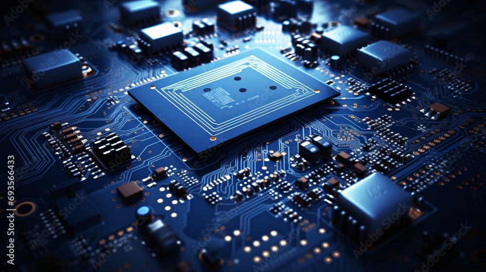 Poster abstract cybernetic circuit background with clear empty space futuristic technology concept