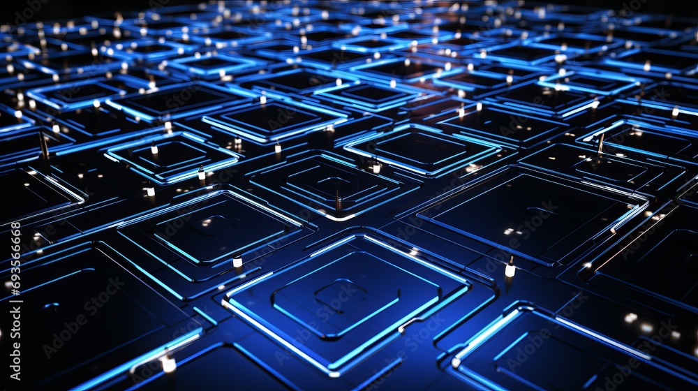 Poster transparent cybernetic circuit board with empty space for creative design or text placement