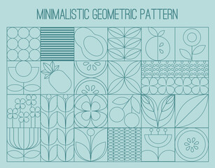 Abstract geometric flowers and plants.. Mosaic style. Simple geometric shapes. Textile background. Vector botanical illustration.