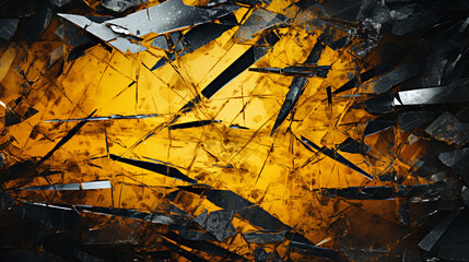 The glass shards broke into a thousand cracks and reflected yellow and black.