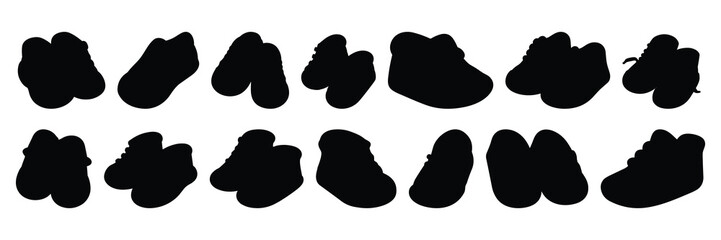Shoe footwear silhouettes set, large pack of vector silhouette design, isolated white background