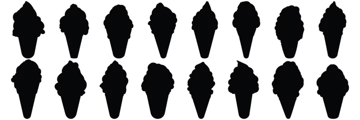 Foto auf Alu-Dibond Ice cream silhouettes set, large pack of vector silhouette design, isolated white background © FutureFFX