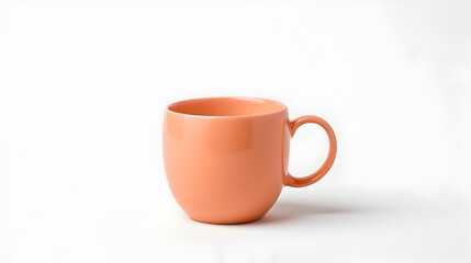 Peach fuzz colour cup on the white. Trendy colour for 2024 year.