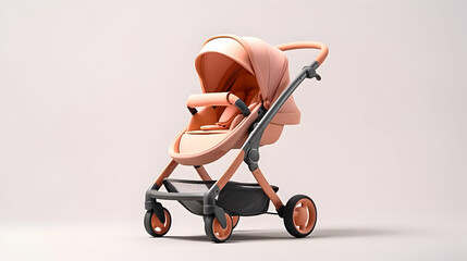 Peach fuzz colour baby carriage. Trend for 2024 year.