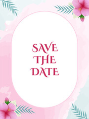 Pink hibiscus flower wedding invitation design
