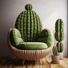 Armchair designed in the shape of a cactus
