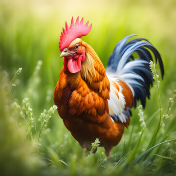 Rooster in the grass