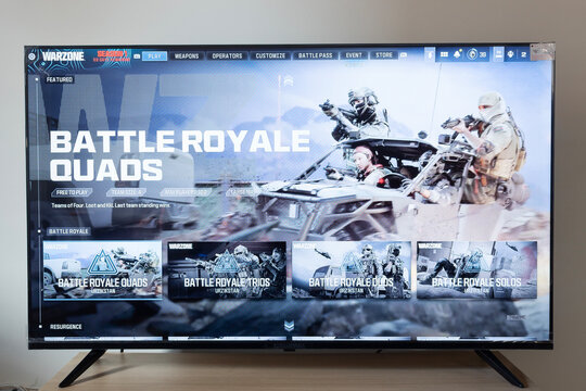 Warzone call of duty 2023 edition menu interface in a android smart tv