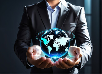 Business Logistics concept, Global business connection technology interface global partner connection 