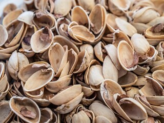 Large pile of empty pistachio shells