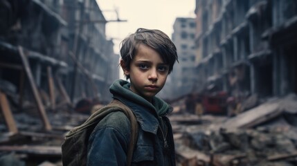 Boy stands strong in war-ravaged city 