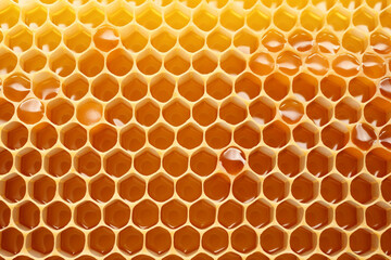 Honeycomb with sweet golden honey background
