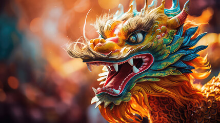 Chinese dragon sculpture in the chinese temple China - obrazy, fototapety, plakaty