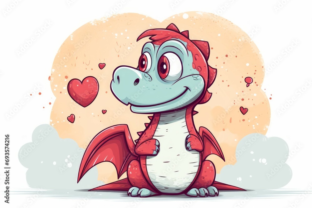 Poster dragon on a light background with selective focus and copy space