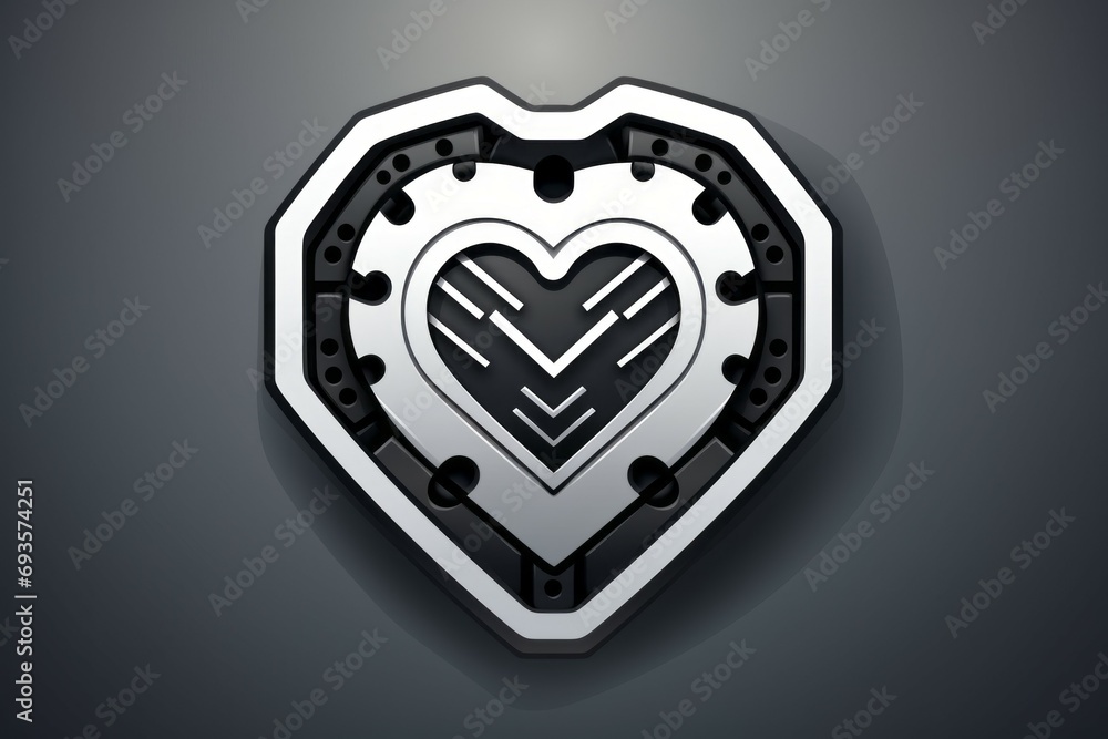 Fototapete computer with heart shaped cpu chip. dark background with selective focus and copy space
