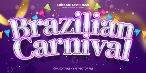 Carnival brazilian editable text effect in modern trend style