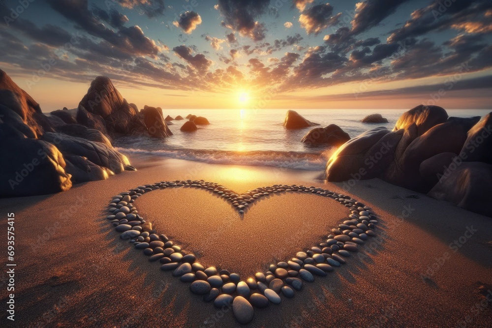 Poster abstract glow of heart. background with selective focus and copy space