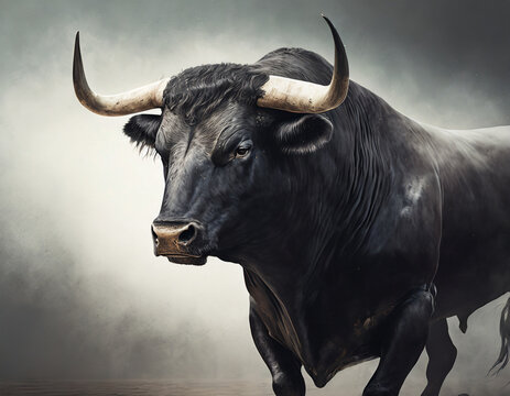 Toro bravo espa&ntilde;ol tradicional con fondo simple