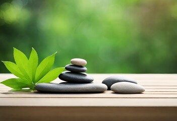 zen stones and leaf