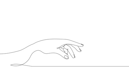 Outstretched hand.Style One continuous line drawing. Symbol, banner, background, logo, for printing. Vector