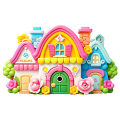 toy house. pastel colors. Digital art style. Children's illustration. PNG