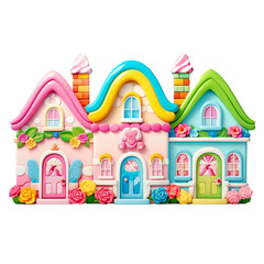 toy house. pastel colors. Digital art style. Children's illustration. PNG