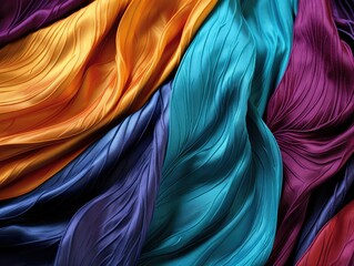 Vibrant multicolored satin fabric texture for fashion design