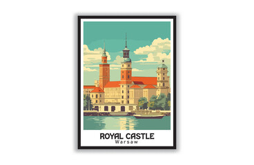 Royal Castle, Warsaw. Vintage Travel Posters. Vector illustration, art. Famous Tourist Destinations Posters Art Prints Wall Art and Print Set Abstract Travel for Hikers Campers Living Room Decor - obrazy, fototapety, plakaty