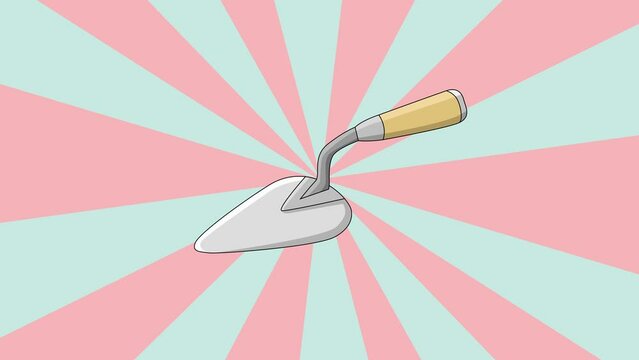 Animated video of a cement spoon icon with a rotating background