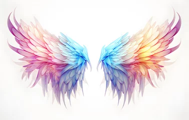 Fotobehang Boho dieren Beautiful magic watercolor angel wings isolated on white background