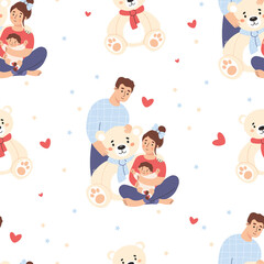 Happy family Seamless pattern