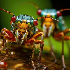 Close-up of colorful insects in a natural setting