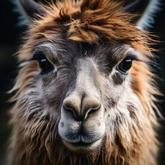 Fototapeta premium Close Up of a llama looking straight ahead