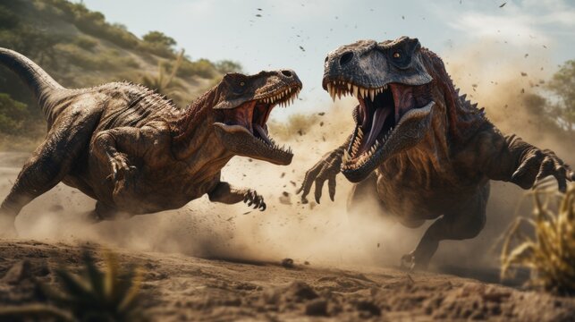Fototapeta Dinosaurs fighting