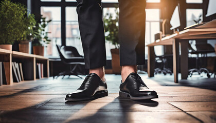 Classic Leather Mens Business Shoes: A Stylish and Elegant Footwear Choice for the Office - obrazy, fototapety, plakaty