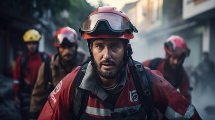 Fototapeta premium Earthquake and rescue team