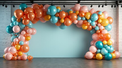 Obraz na płótnie Canvas Balloon mockup designed to convey the excitement of a celebration, with a visually appealing arrangement of vibrant balloons capturing the joyful atmosphere.